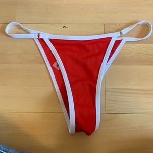 Red and White Thong Bikini Bottoms